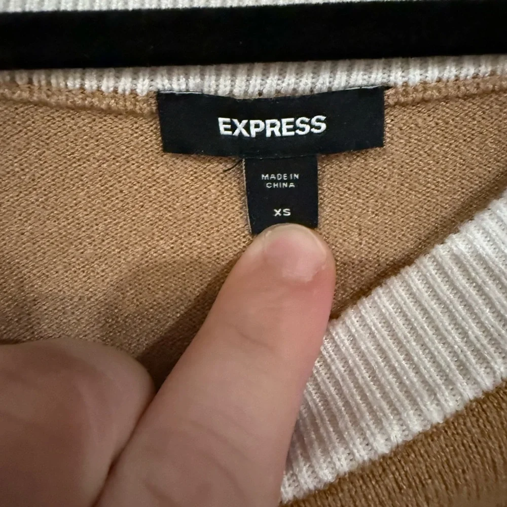 Express Tan and Yellow Short Sleeve sweater - Picture 2 of 3